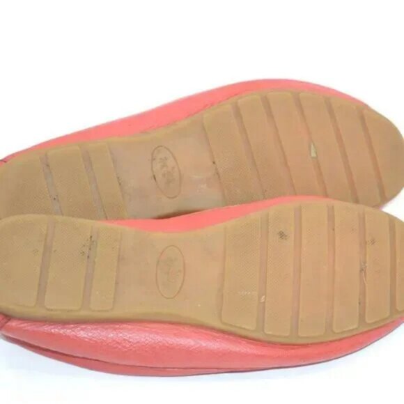 Coach Coral Peach Orange Soft Pebbled Leather Gold Driving Flats Loafers 7.5 - Picture 8 of 9